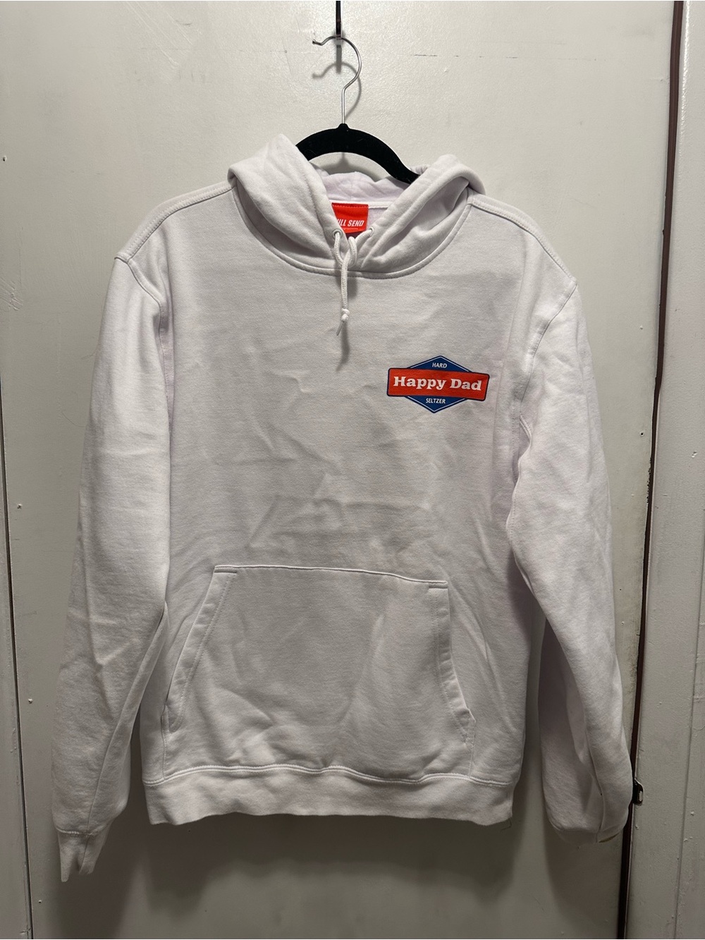 Happy Dad White Hoodie - Casual Men’s Pullover med fits like small